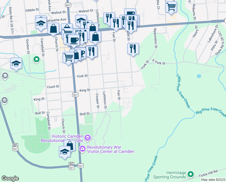 map of restaurants, bars, coffee shops, grocery stores, and more near 604 Conway Circle in Camden