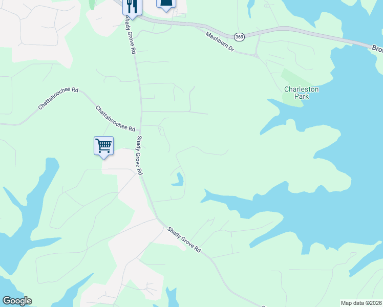 map of restaurants, bars, coffee shops, grocery stores, and more near 5780 Shadewater Drive in Cumming