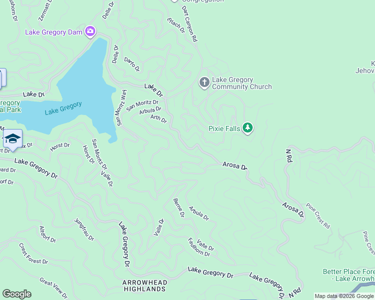 map of restaurants, bars, coffee shops, grocery stores, and more near 724 Arosa Drive in Crestline