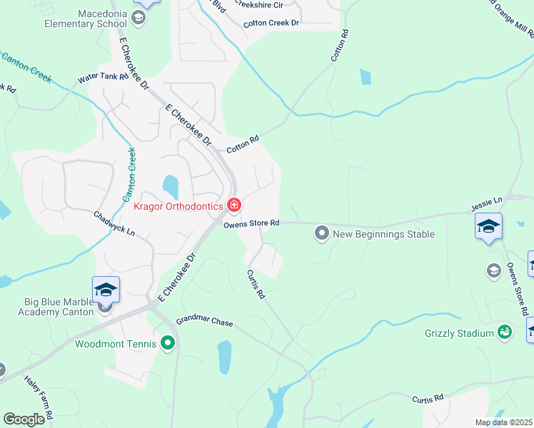 map of restaurants, bars, coffee shops, grocery stores, and more near 329 Owens Store Road in Canton
