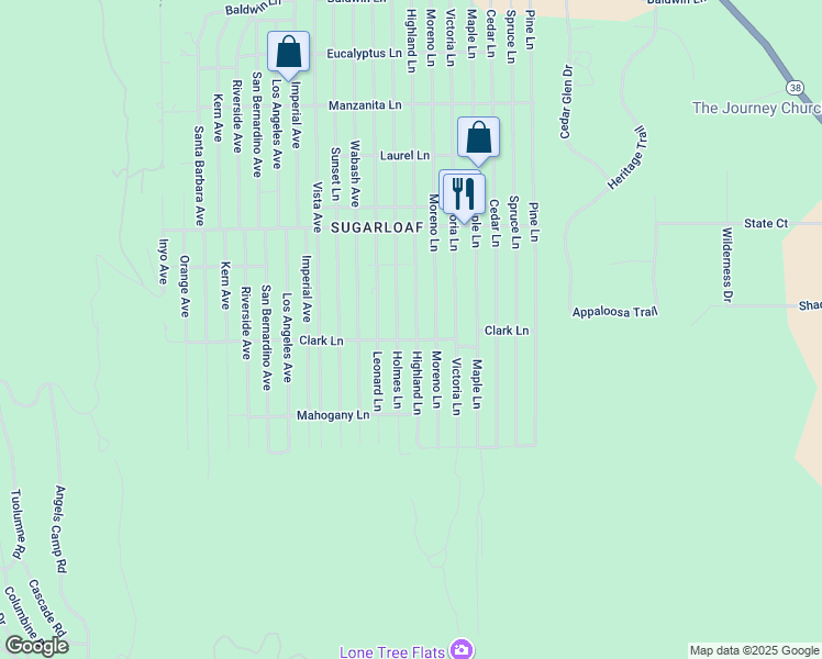 map of restaurants, bars, coffee shops, grocery stores, and more near 688 Highland Lane in Sugarloaf