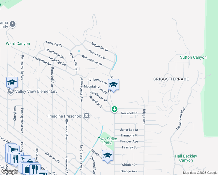 map of restaurants, bars, coffee shops, grocery stores, and more near 5537 Pine Glen Road in La Crescenta-Montrose