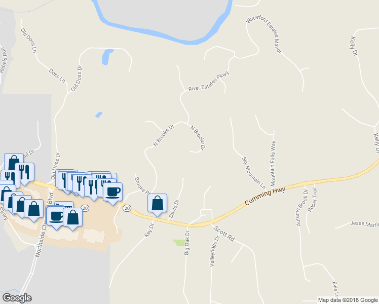 map of restaurants, bars, coffee shops, grocery stores, and more near 336 North Brooke Drive in Canton