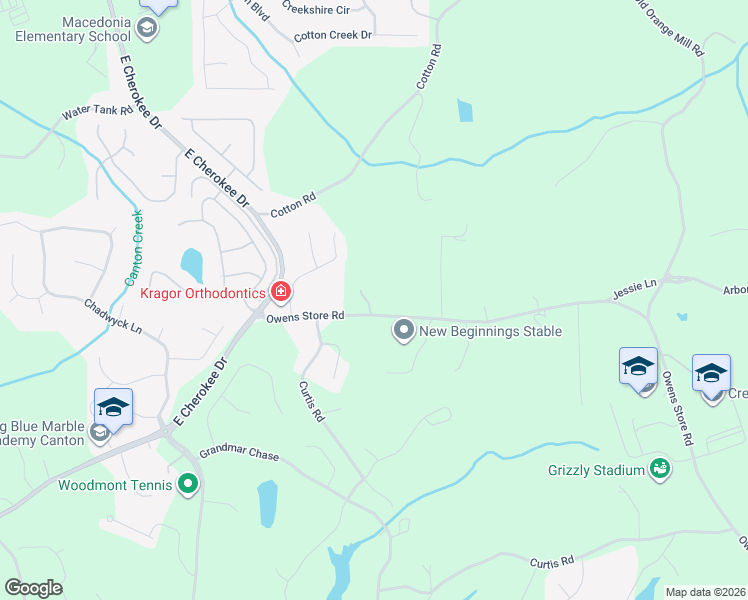 map of restaurants, bars, coffee shops, grocery stores, and more near 397 Owens Store Road in Canton