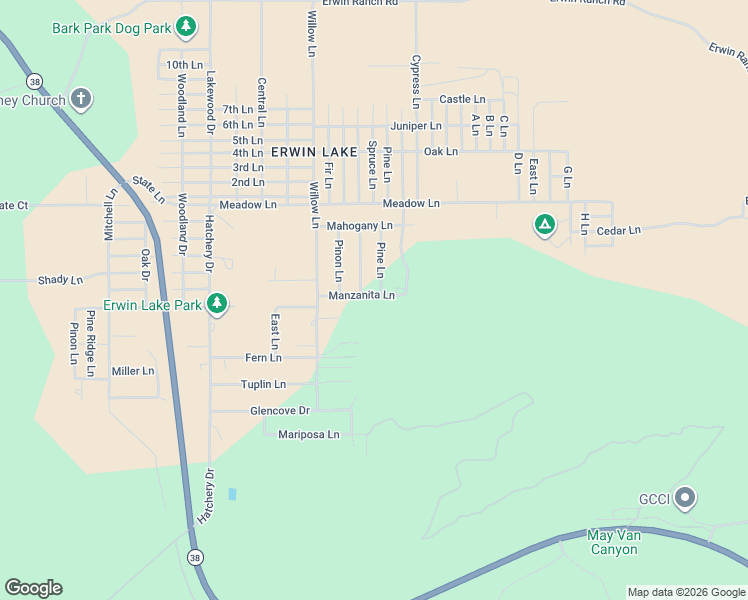 map of restaurants, bars, coffee shops, grocery stores, and more near 2308 Manzanita Lane in Big Bear