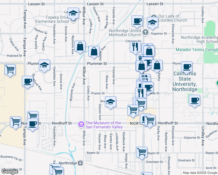 map of restaurants, bars, coffee shops, grocery stores, and more near in Los Angeles