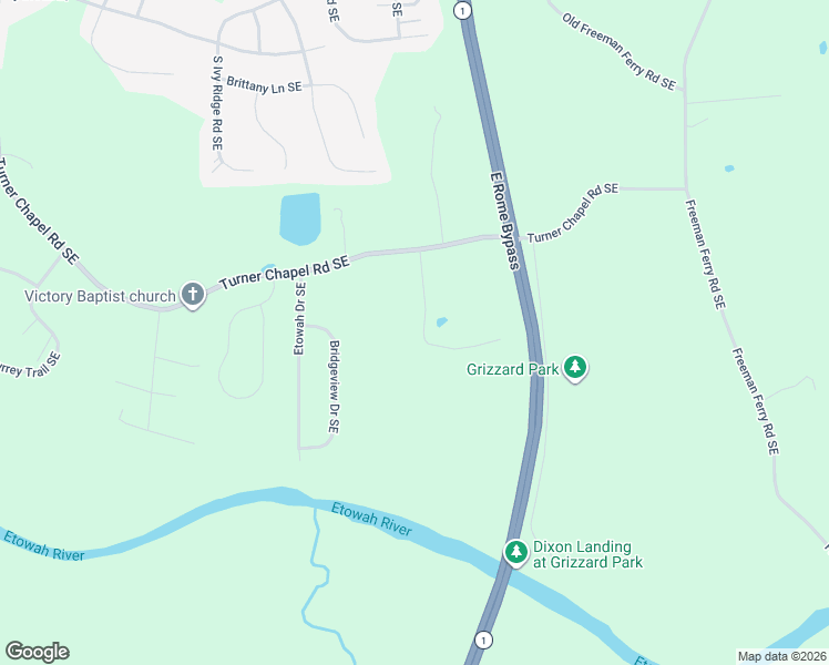 map of restaurants, bars, coffee shops, grocery stores, and more near 70 Tate Estates Road Southeast in Rome