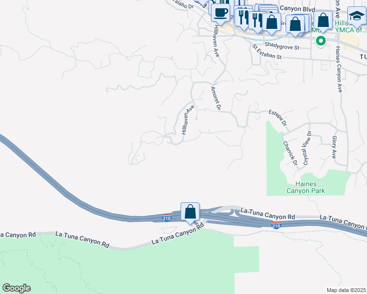 map of restaurants, bars, coffee shops, grocery stores, and more near 9406 Hillhaven Avenue in Los Angeles