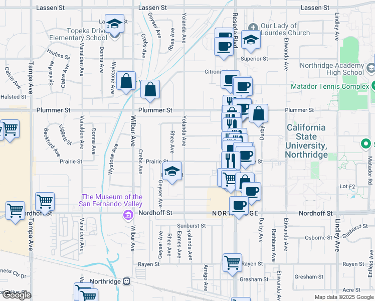 map of restaurants, bars, coffee shops, grocery stores, and more near in Los Angeles