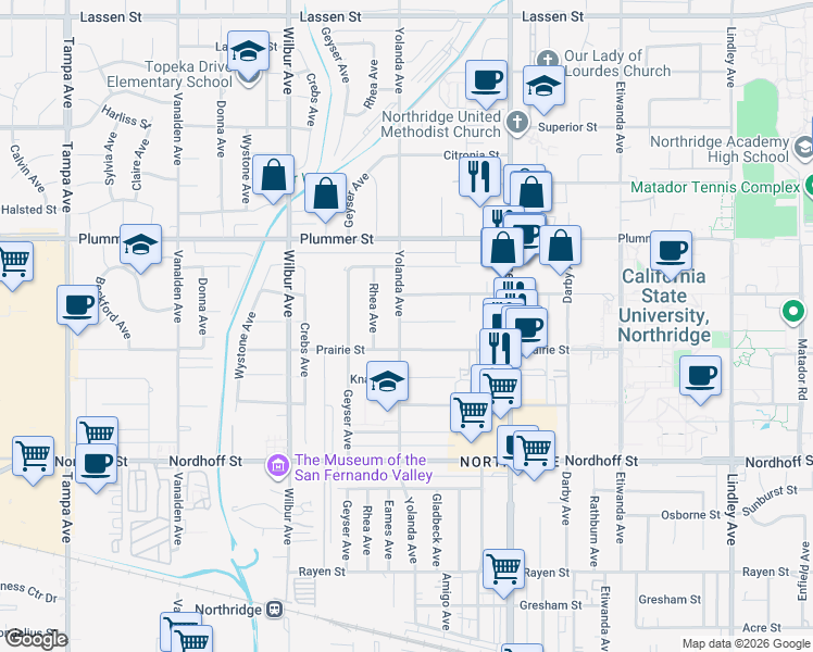 map of restaurants, bars, coffee shops, grocery stores, and more near in Los Angeles