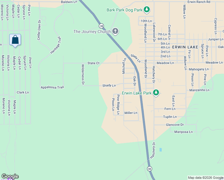 map of restaurants, bars, coffee shops, grocery stores, and more near 1968 Shady Ln in Big Bear City
