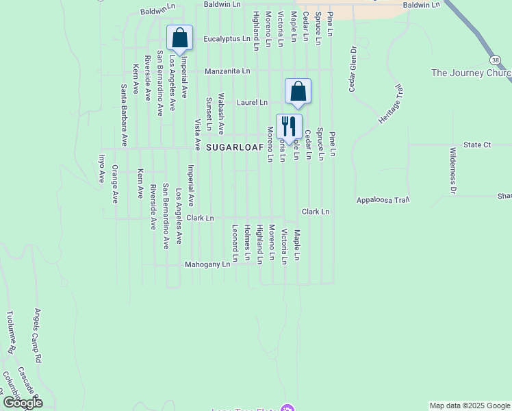 map of restaurants, bars, coffee shops, grocery stores, and more near 672 Highland Lane in Sugarloaf