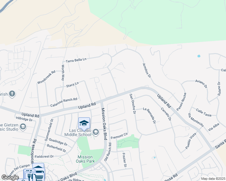 map of restaurants, bars, coffee shops, grocery stores, and more near 2207 Terra Bella Lane in Camarillo