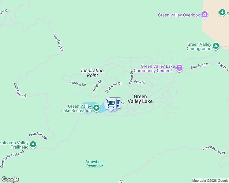 map of restaurants, bars, coffee shops, grocery stores, and more near 732 Tulip Drive in Green Valley Lake