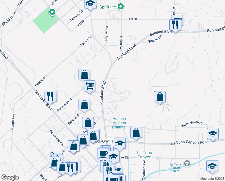 map of restaurants, bars, coffee shops, grocery stores, and more near 10831 Roycroft Street in Los Angeles