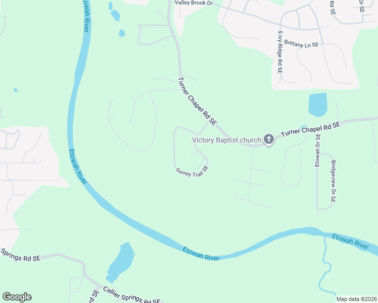 map of restaurants, bars, coffee shops, grocery stores, and more near 18 Surrey Trail Southeast in Rome