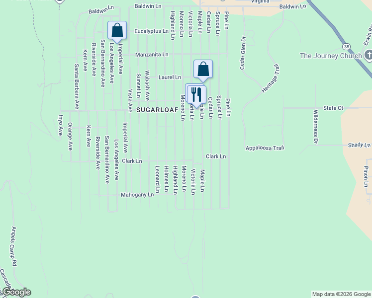 map of restaurants, bars, coffee shops, grocery stores, and more near 661 Moreno Lane in Sugarloaf