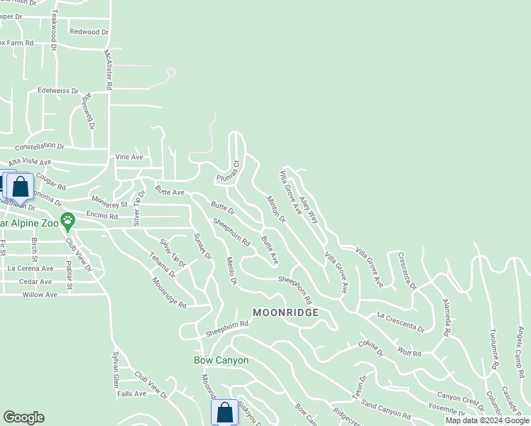 map of restaurants, bars, coffee shops, grocery stores, and more near 712 Villa Grove Avenue in Big Bear