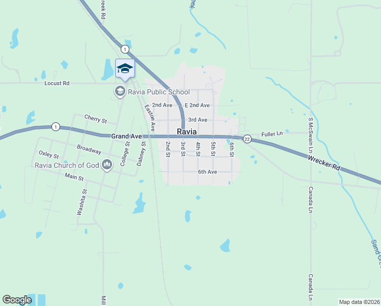 map of restaurants, bars, coffee shops, grocery stores, and more near 306 Washington Avenue in Ravia