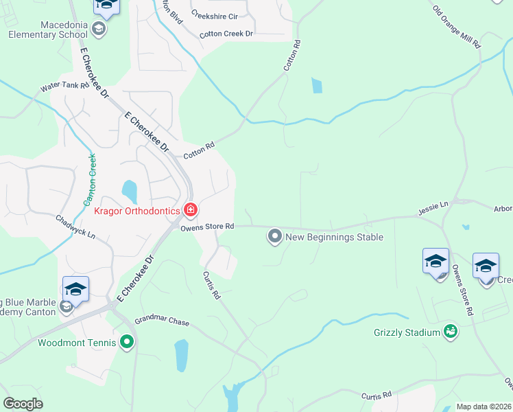 map of restaurants, bars, coffee shops, grocery stores, and more near 397 Owens Store Road in Canton