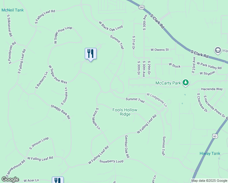 map of restaurants, bars, coffee shops, grocery stores, and more near 1161 South Spirea Lane in Show Low