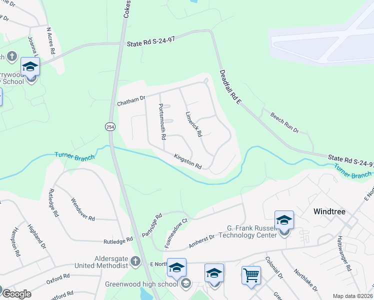 map of restaurants, bars, coffee shops, grocery stores, and more near 114 Bedford Road in Greenwood