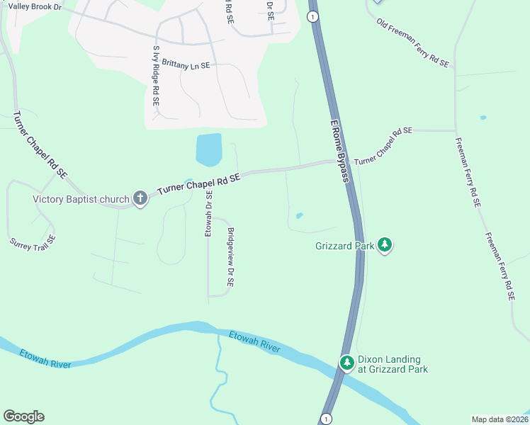 map of restaurants, bars, coffee shops, grocery stores, and more near 70 Tate Estates Road Southeast in Rome