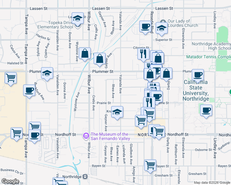 map of restaurants, bars, coffee shops, grocery stores, and more near in Los Angeles