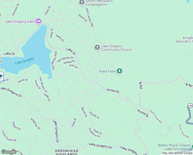 map of restaurants, bars, coffee shops, grocery stores, and more near 24998 Jewel Drive in Crestline