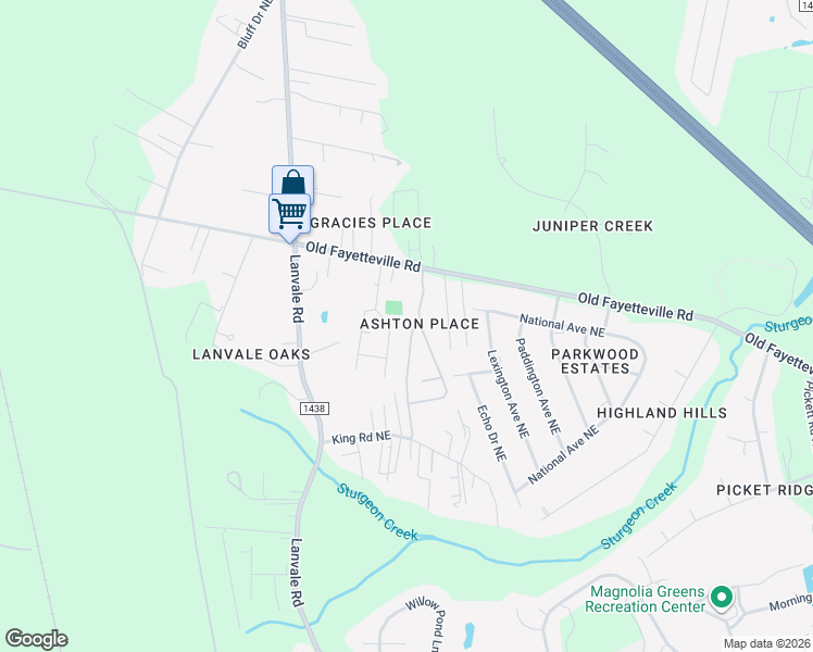 map of restaurants, bars, coffee shops, grocery stores, and more near 1309 Dunlop Drive Northeast in Leland