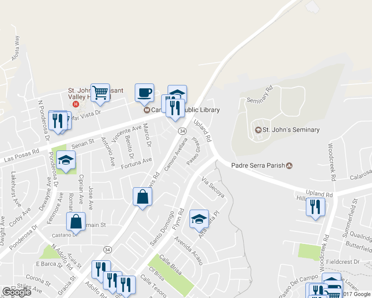 map of restaurants, bars, coffee shops, grocery stores, and more near 4541 La Tuna Court in Camarillo