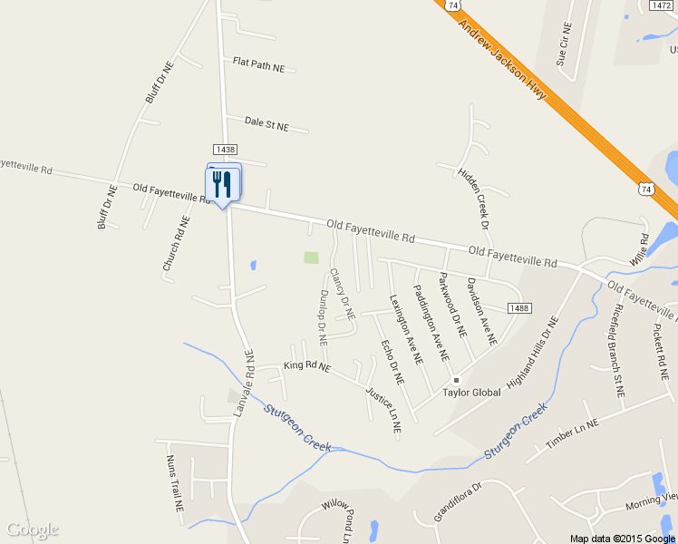 map of restaurants, bars, coffee shops, grocery stores, and more near 1294 Clancy Drive Northeast in Leland