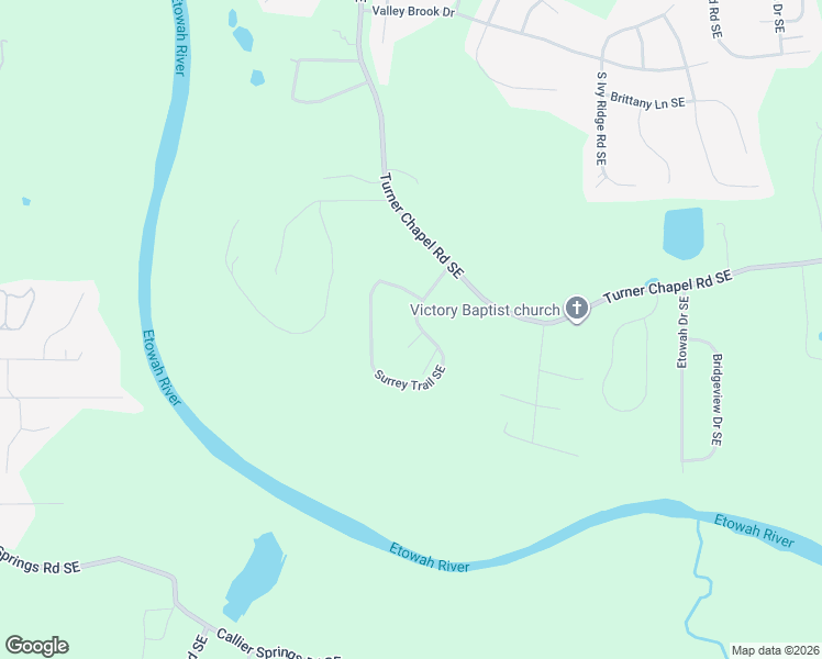 map of restaurants, bars, coffee shops, grocery stores, and more near 18 Surrey Trail Southeast in Rome
