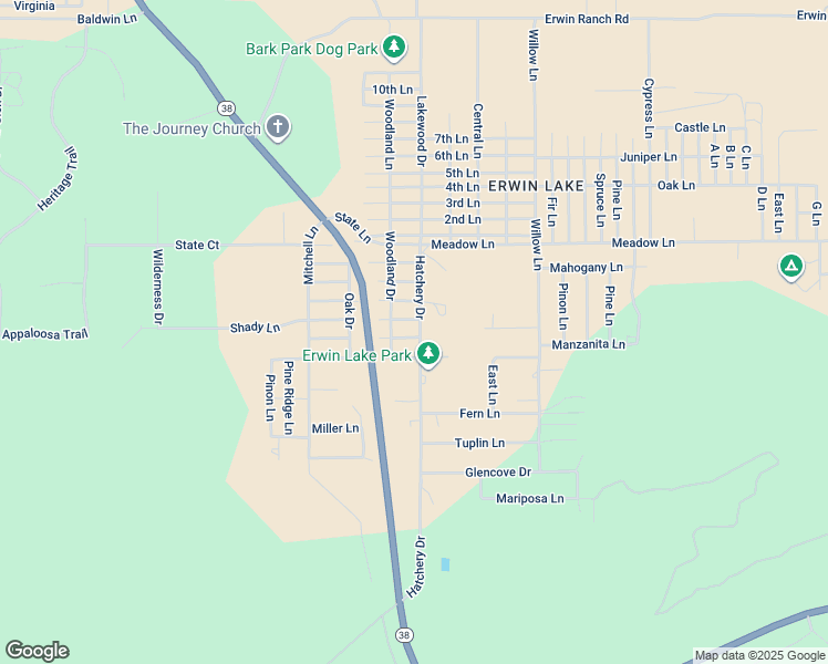 map of restaurants, bars, coffee shops, grocery stores, and more near 2093 Manzanita Lane in Big Bear