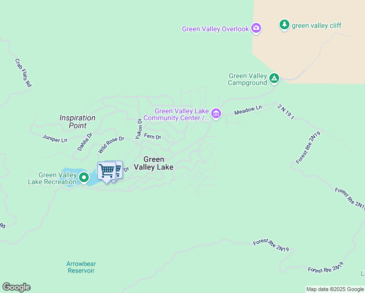 map of restaurants, bars, coffee shops, grocery stores, and more near 33538 Green Valley Lake Road in Green Valley Lake