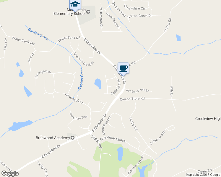 map of restaurants, bars, coffee shops, grocery stores, and more near 507 Five Oaks Lane in Canton