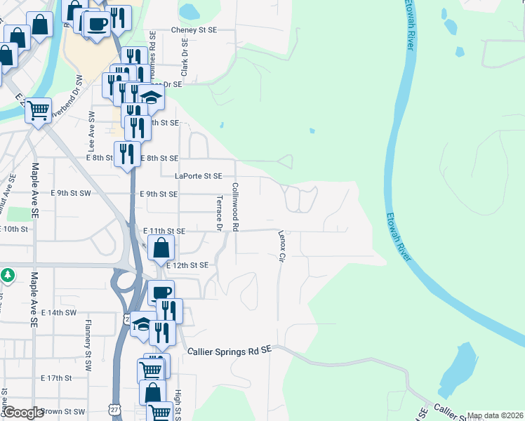 map of restaurants, bars, coffee shops, grocery stores, and more near 9 Richland Court in Rome
