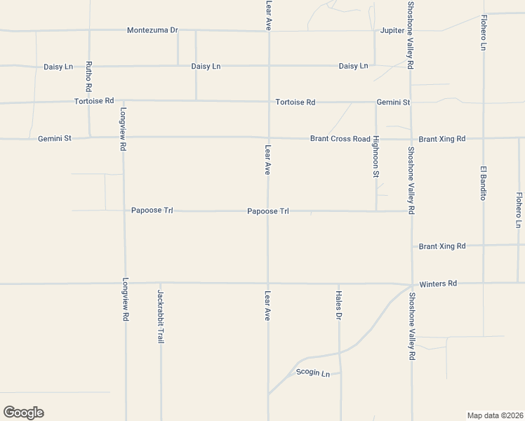 map of restaurants, bars, coffee shops, grocery stores, and more near Papoose Trail in Twentynine Palms