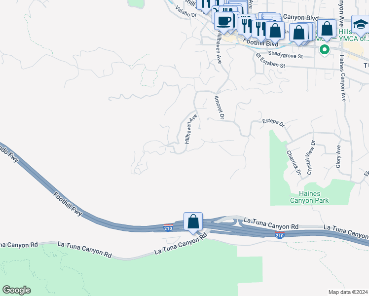 map of restaurants, bars, coffee shops, grocery stores, and more near 9429 Hillhaven Avenue in Los Angeles