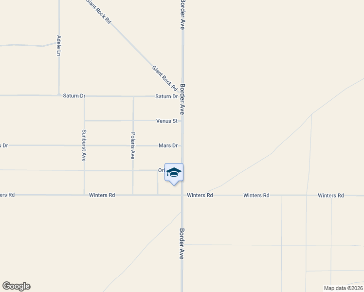 map of restaurants, bars, coffee shops, grocery stores, and more near 66055 Mars Drive in Joshua Tree