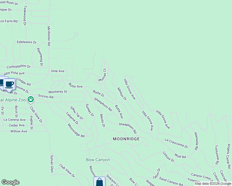 map of restaurants, bars, coffee shops, grocery stores, and more near 716 Villa Grove Avenue in Big Bear