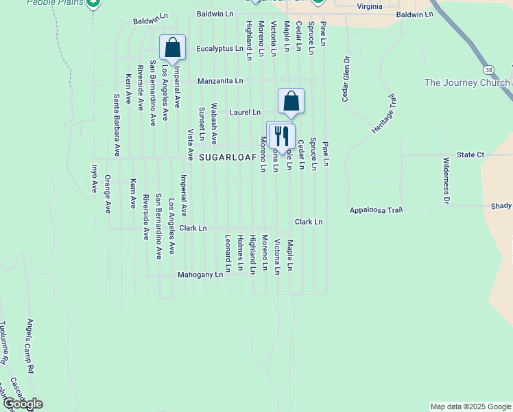 map of restaurants, bars, coffee shops, grocery stores, and more near 645 Highland Lane in Sugarloaf