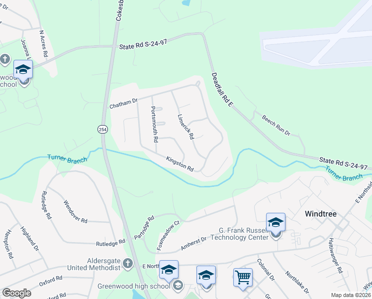map of restaurants, bars, coffee shops, grocery stores, and more near 114 Bedford Road in Greenwood