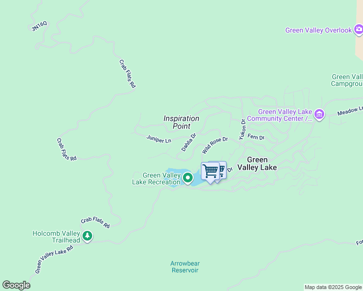 map of restaurants, bars, coffee shops, grocery stores, and more near 720 Dahlia Drive in Green Valley Lake