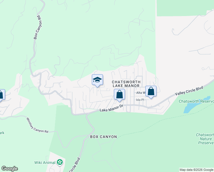 map of restaurants, bars, coffee shops, grocery stores, and more near 23529 Ehlers Drive in Los Angeles County