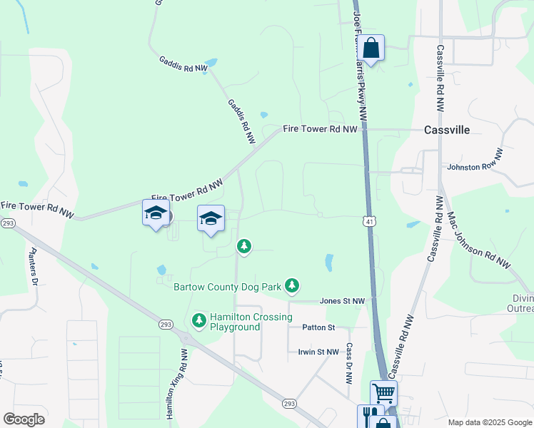 map of restaurants, bars, coffee shops, grocery stores, and more near in Cartersville