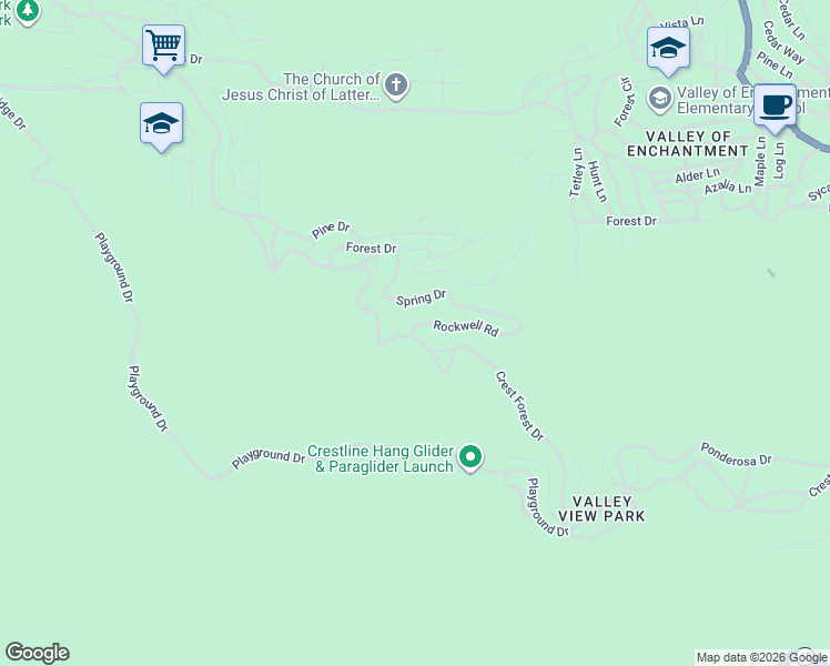map of restaurants, bars, coffee shops, grocery stores, and more near 22360 Crest Forest Drive in Crestline