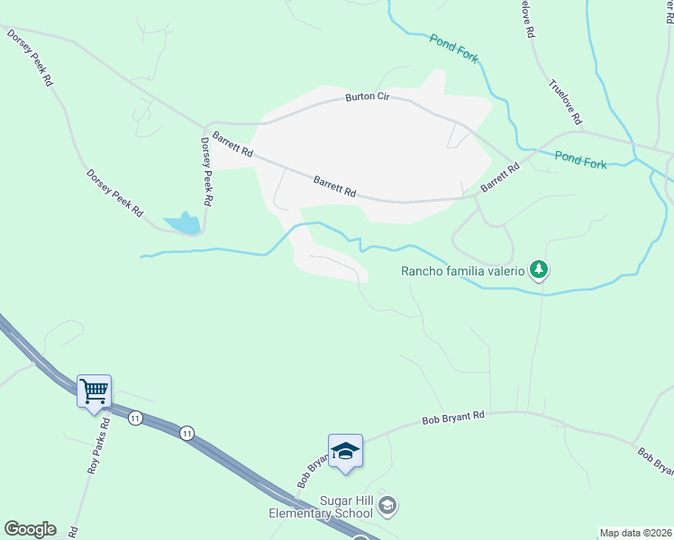 map of restaurants, bars, coffee shops, grocery stores, and more near 3575 Pennington Trail in Gainesville