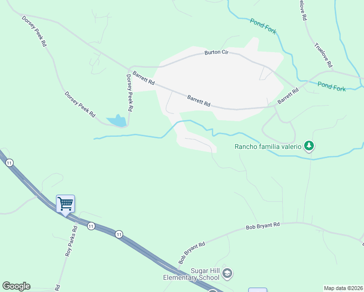 map of restaurants, bars, coffee shops, grocery stores, and more near 3593 Pennington Trail in Gainesville