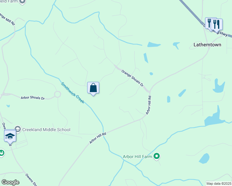 map of restaurants, bars, coffee shops, grocery stores, and more near 215 Morning Glory Ridge in Canton